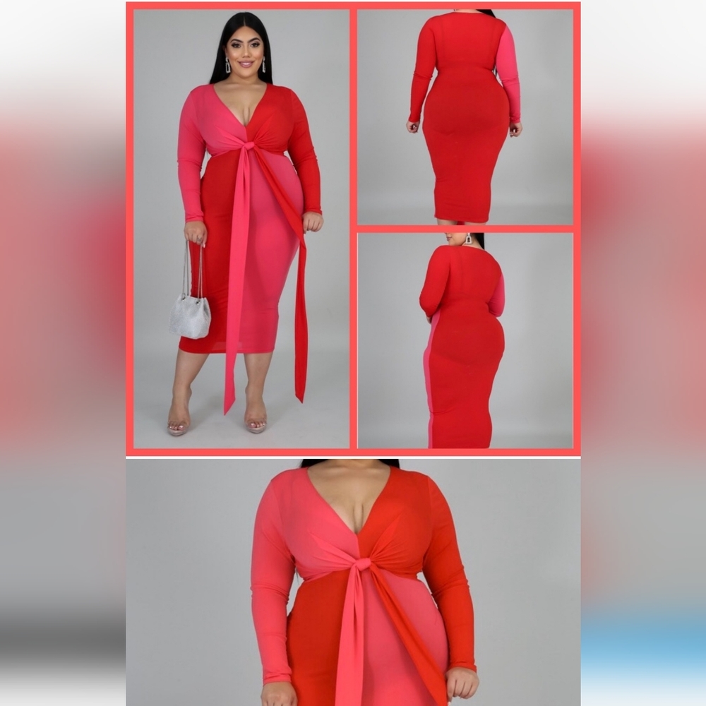 🎊Host Pick👑Colorblock V Neck Midi Dress